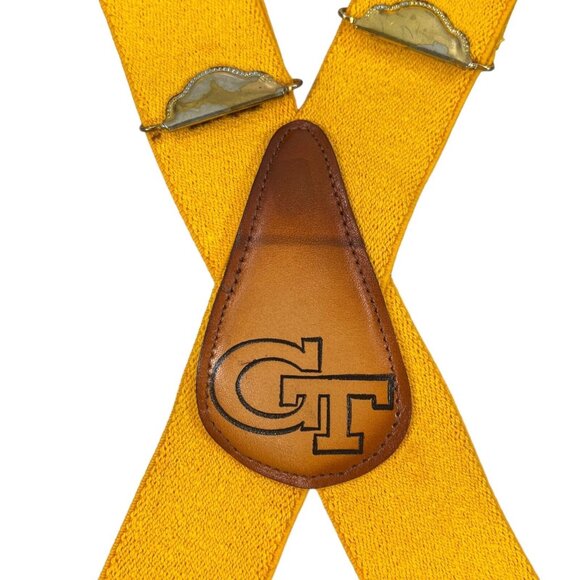 Vintage Leather Georgia Tech Yellow Jackets Suspenders University Frat NCAA - Picture 1 of 16